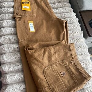 NEW 2 Pair Carhartt Tan Loose Fit Work Pants 44X36 Duck Utility Work Pants